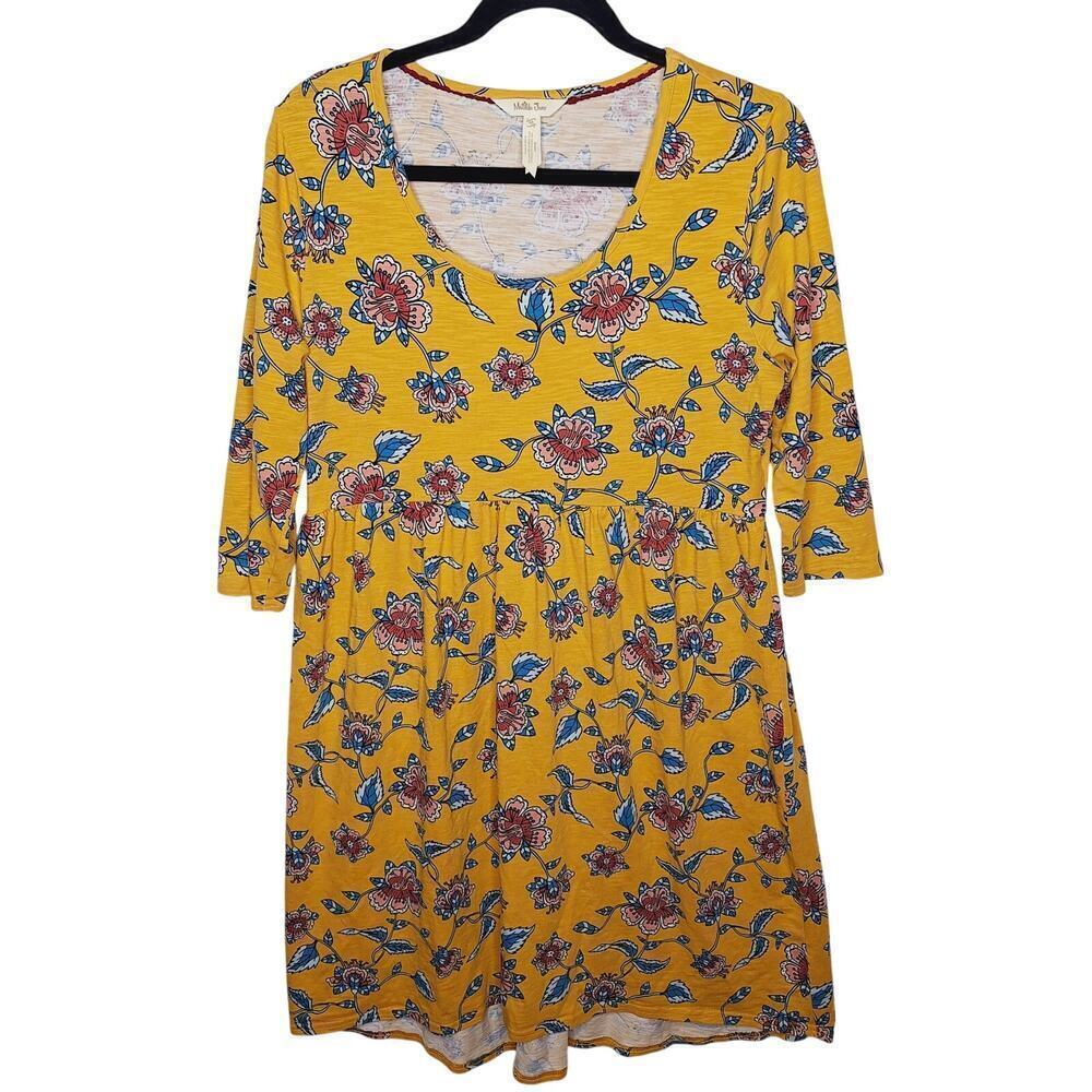Matilda Jane Women Floral Jersey Dress Place In The Sun Adult M Babydoll Mustard